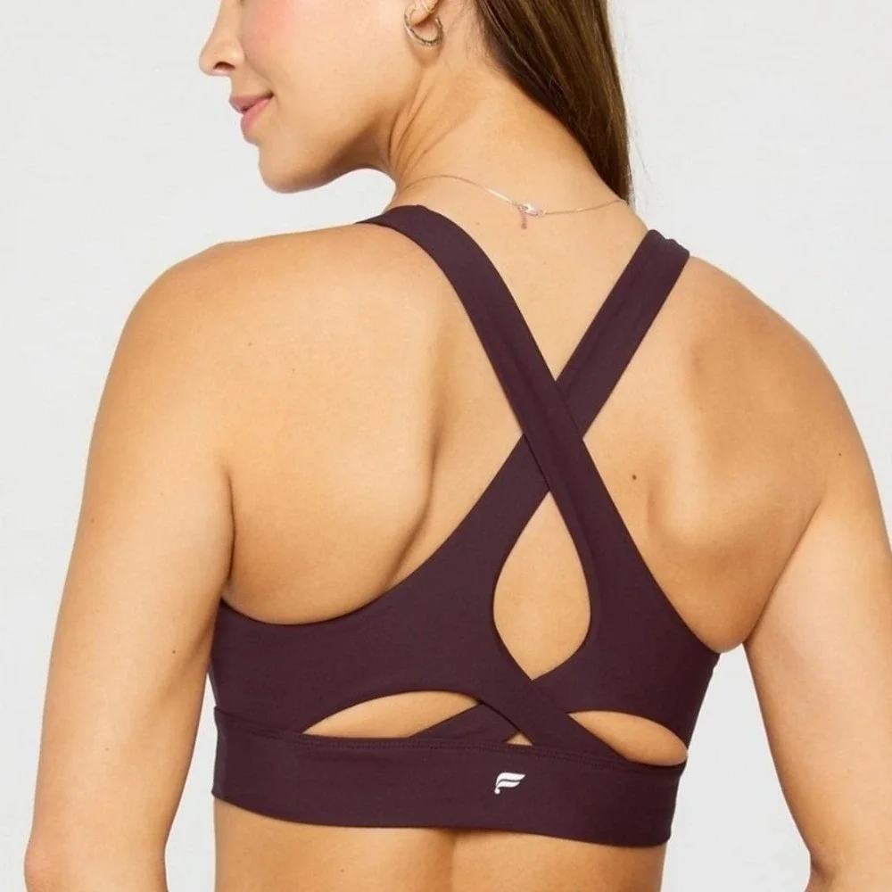 Fabletics Purple High Neck Crossback Keyhole Sports Bra Plum Size Small EUC - Picture 9 of 9
